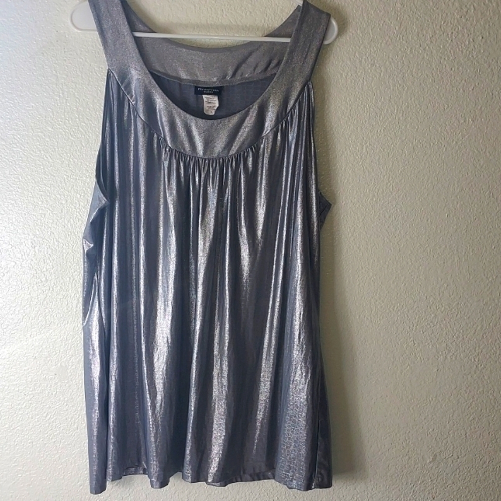 Metallic Silver Sleeveless Blouse
